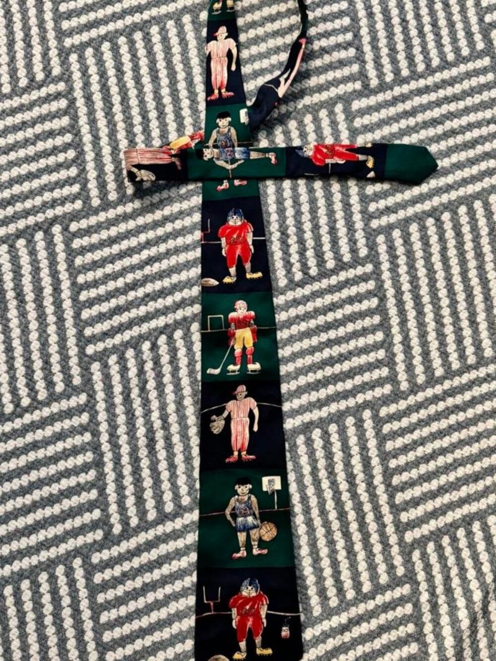 Save the Children Sports Tie Red & Yellow Football Player Novelty Tie OS